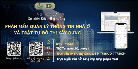 Mời tham gia Sự kiện Kết nối ý tưởng với chủ đề “Phần mềm quản lý thông tin nhà ở và trật tự đô thị xây dựng”